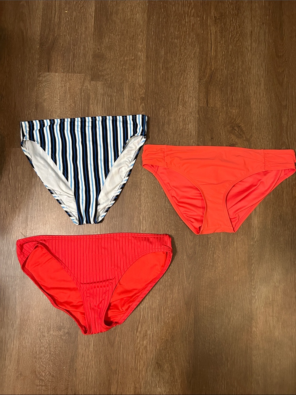 Michael Kors Women’s Three-Pack Bikini Bottoms in Bright Pink and Navy Stripe